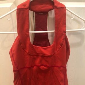 Red lulu tank with built-in bra
